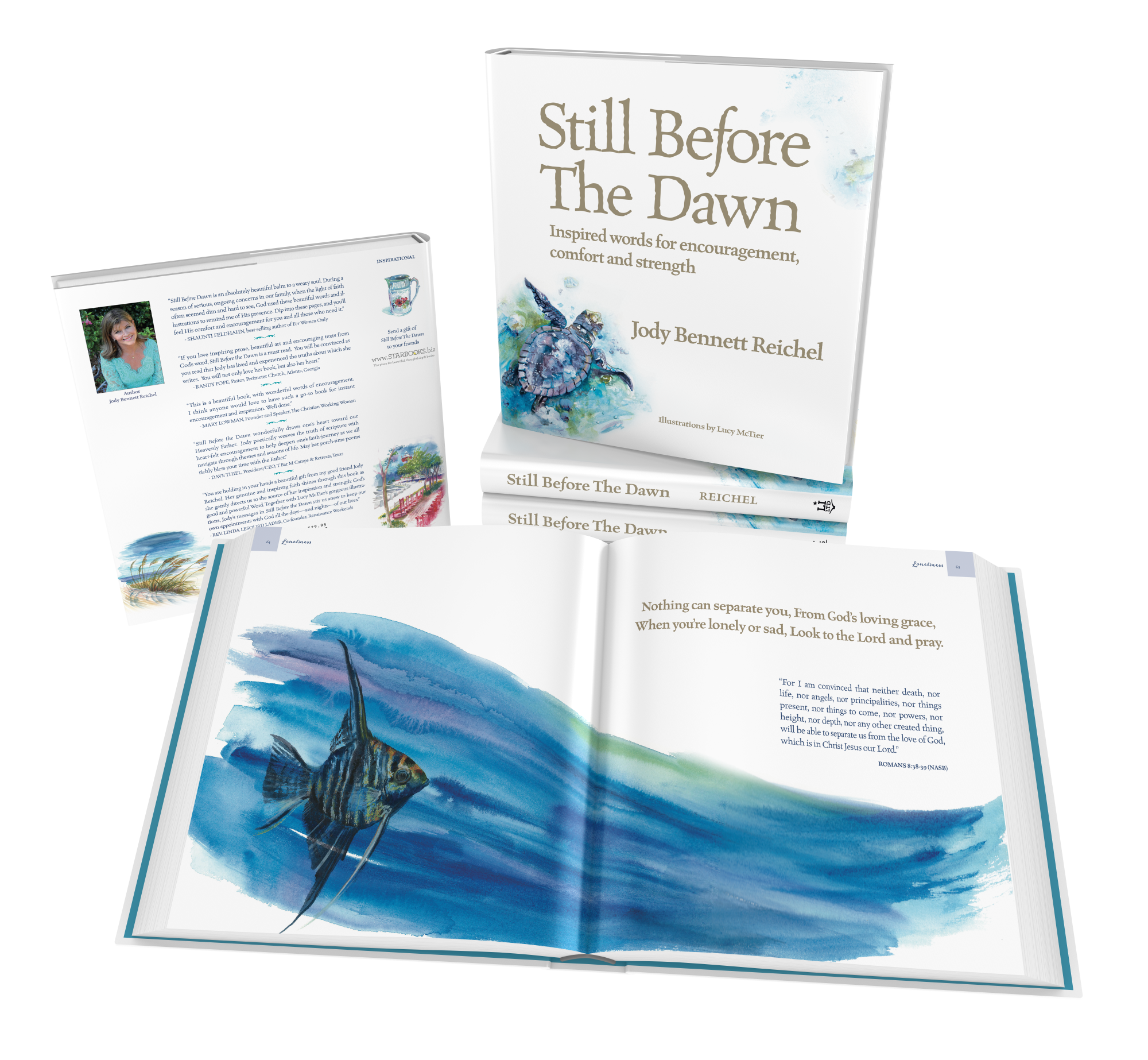 Still Before the Dawn, Inspirational book. Beautiful coastal watercolors throughout. Jody Reichel and Starbooks